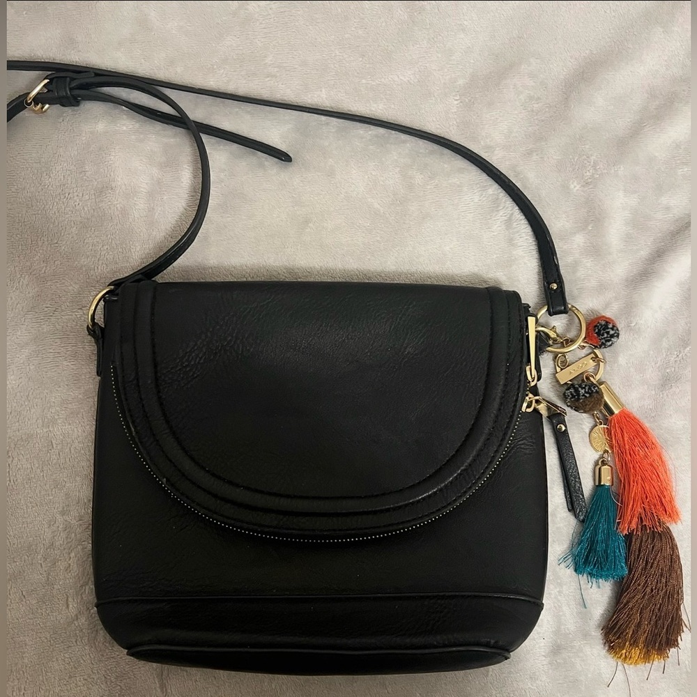 Aldo Black Crossbody with Tassel Charm